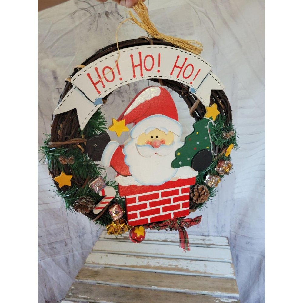 Santa wreath country folk Xmas‎ decor home outside